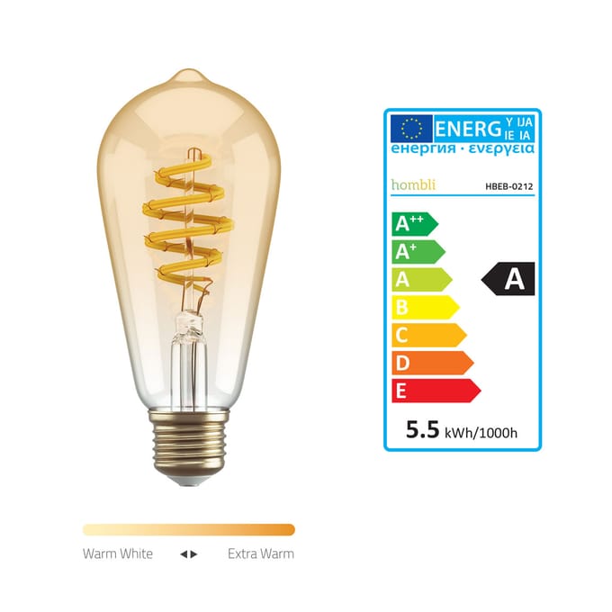 Hombli Smart Bulb Amber ST64 2-pack