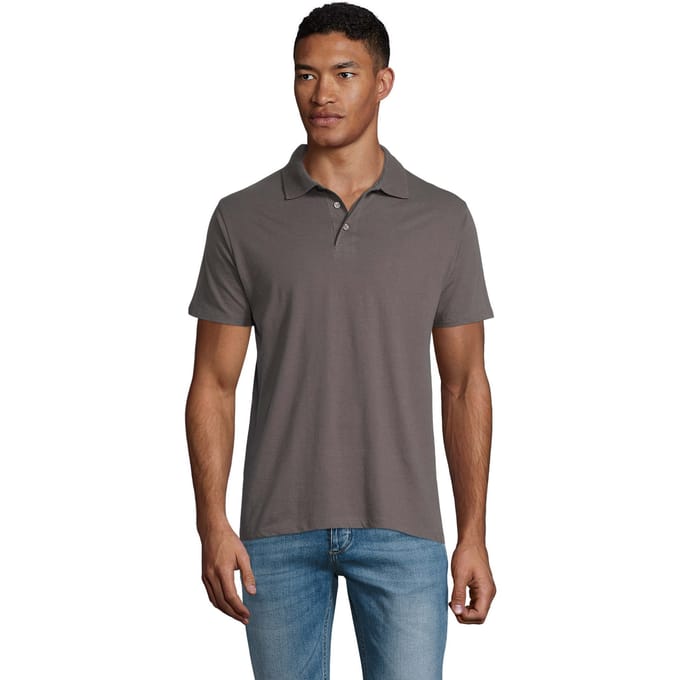 SOLS Heren Prescott Jersey Poloshirt (Donkergrijs)