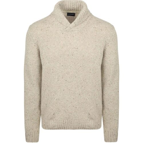 Suitable Trui Shawl Tweed Eco Wool Ecru - Maat XXL - Heren - Pullover