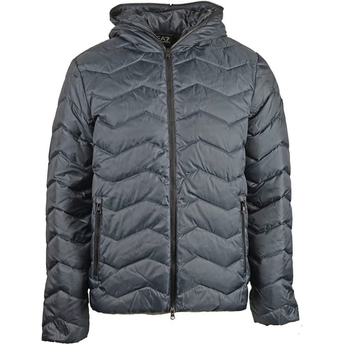 Emporio Armani Zig Zag gewatteerd herenjack (Zwart)