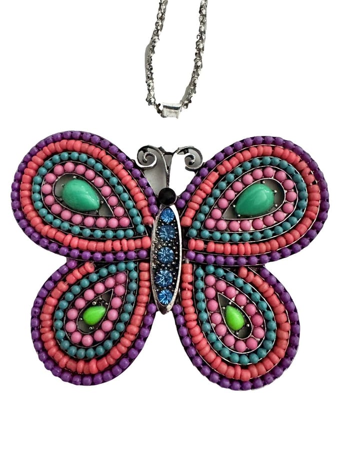 Petra's Sieradenwereld - Ketting met vlinder hanger paars