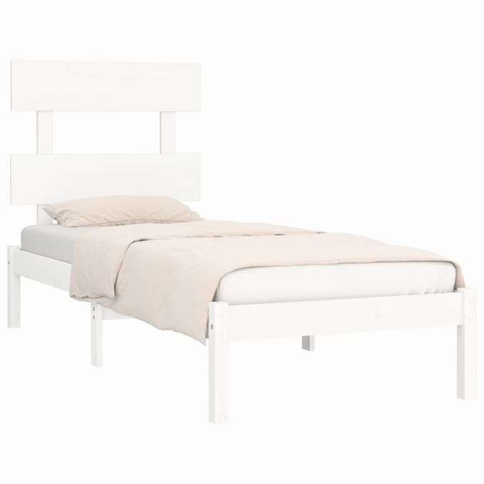 vidaXL - Bedframe - massief - hout - wit - 90x200 - cm