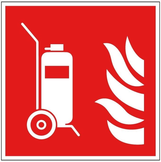 Mobiele brandblusser sticker - ISO 7010 - F009 100 x 100 mm