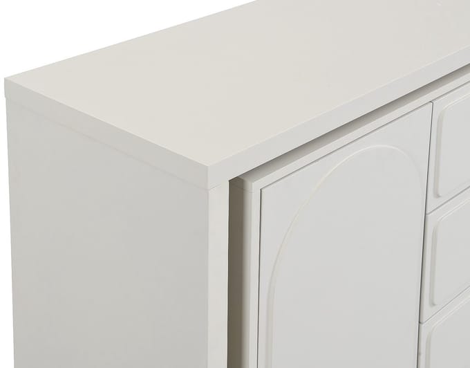 Vente-unique Kaptafel met draaiende hoek - 3 lades en 1 deurtje - MDF - Beige - VELANTO