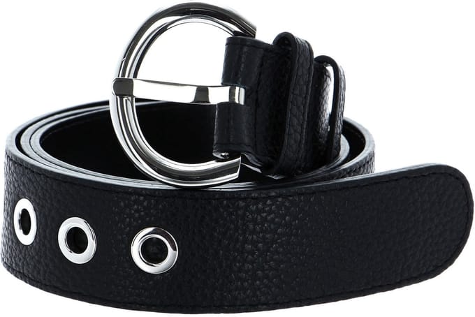abro Leren Riem Leather Adria Eyelets Belt W85 Black / Nickel Zwart