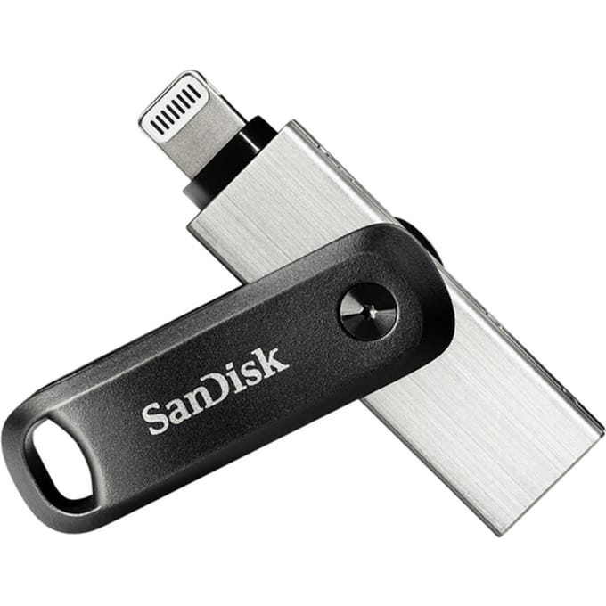 SanDisk iXpand™ Flash Drive Go USB-stick smartphone/tablet Zwart, Zilver 128 GB USB-A 3.2 Gen 1, Apple Lightning