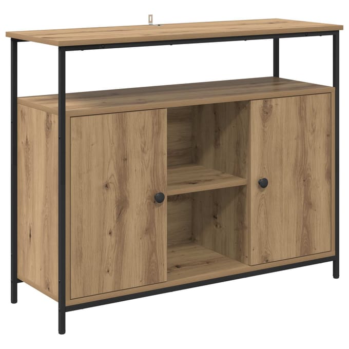 vidaXL - Dressoir - Artisan - Eiken - 100 - x - 35 - x - 80 - cm - Bewerkt - hout