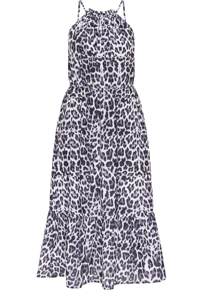 Faina midi-jurk Dames Zwart Wit Leo