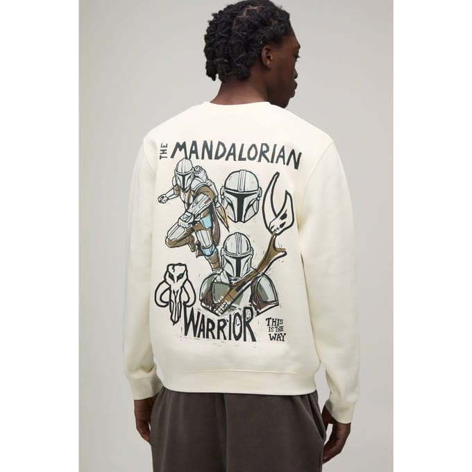 Oversized Sweatshirt Met Mandalorian Warrior Licentieprint | Ecru | Size Medium
