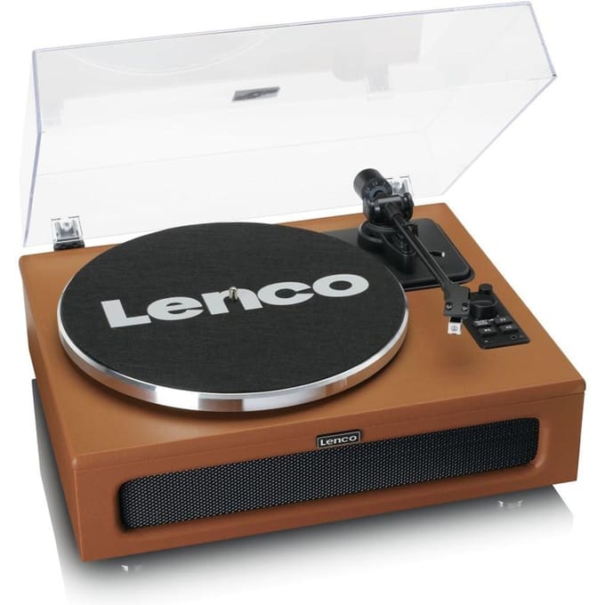 Lenco LS-430BN Platenspeler met luidsprekers en Bluetooth, Riem aangedreven, Voorversterker, Lenco bruin