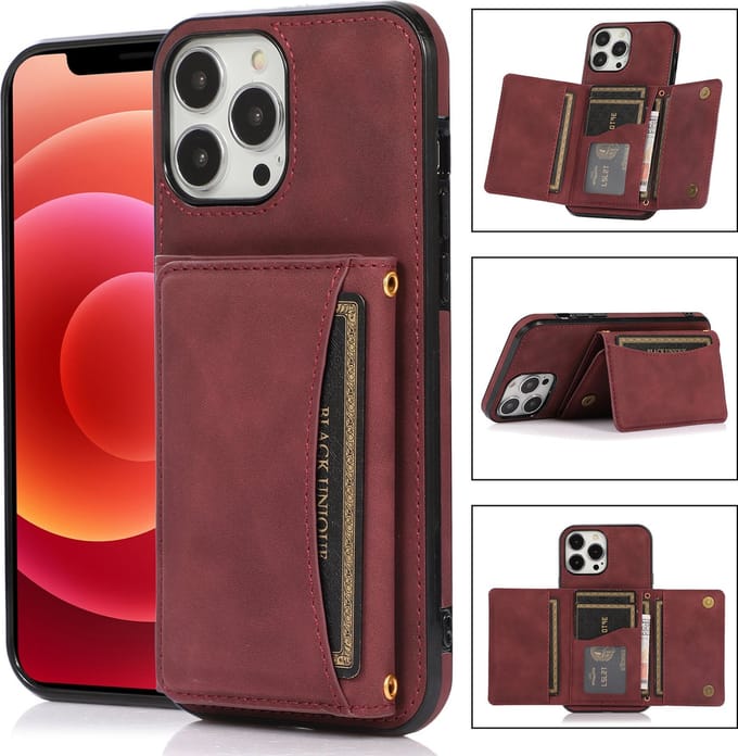 Apple iPhone 13 Pro Max Back Cover | PU Lederen Telefoonhoesje | Pasjeshouder | Kwaliteit | Rood