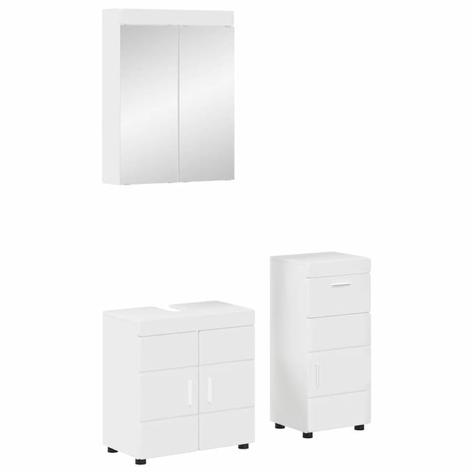 vidaXL - Badkamermeubel - Set - TULUM - 3 - st - Hoogglans - wit - 60 - x - 34 - x - 63 - cm