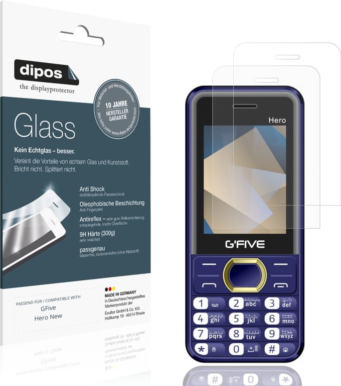 dipos – 2x Matte Pantserfolie geschikt voor GFive Hero New | 9H Screenprotector