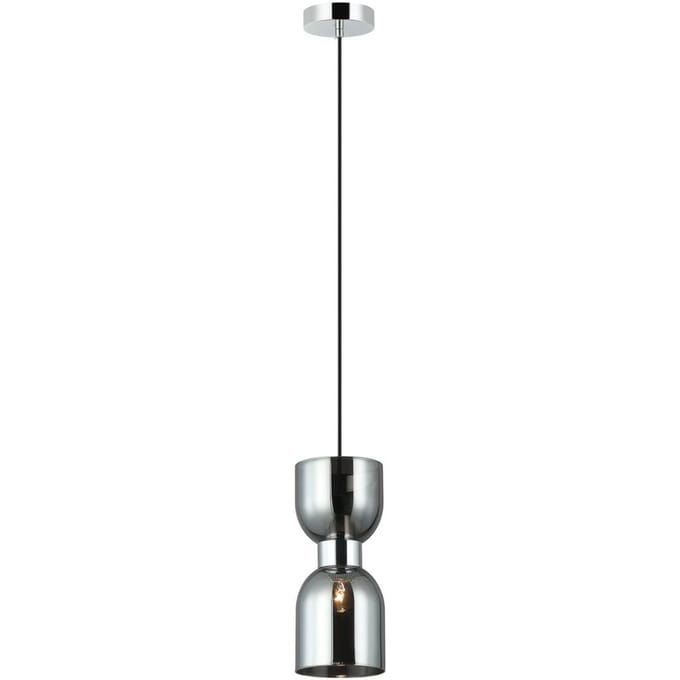 Viokef Memory hanglamp, glas, chroom/rookgrijs