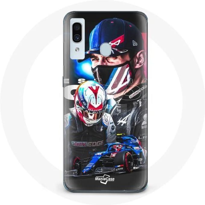 Coque pour Samsung Galaxy A40 - MANIACASE - Formule 1 Esteban Ocon - Souple - Sportif - Noir