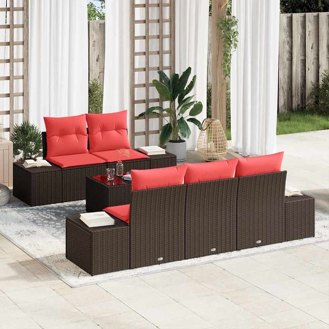 vidaXL Tuin Sofa Set 6 st Bruin poly rattan