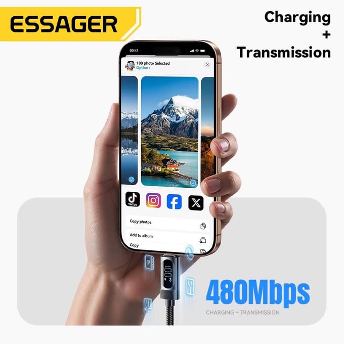 Essager Digitale Display USB C Kabel Voor iPhone 17 16 15 Xiaomi Huawei 100 W PD Snel Opladen Voor Macbook iPad Type C naar C Kabel