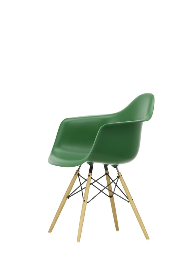 Vitra DAW Eames Plastic Armchair - smaragd RE - honingkleurig essenhout