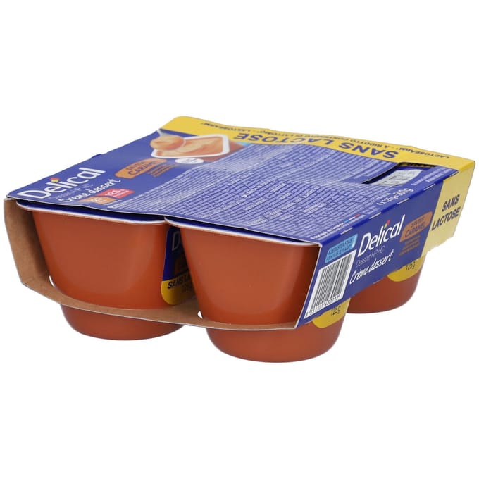 Delical Lactosevrije Dessertcrème Karamel 4x125 Voeding
