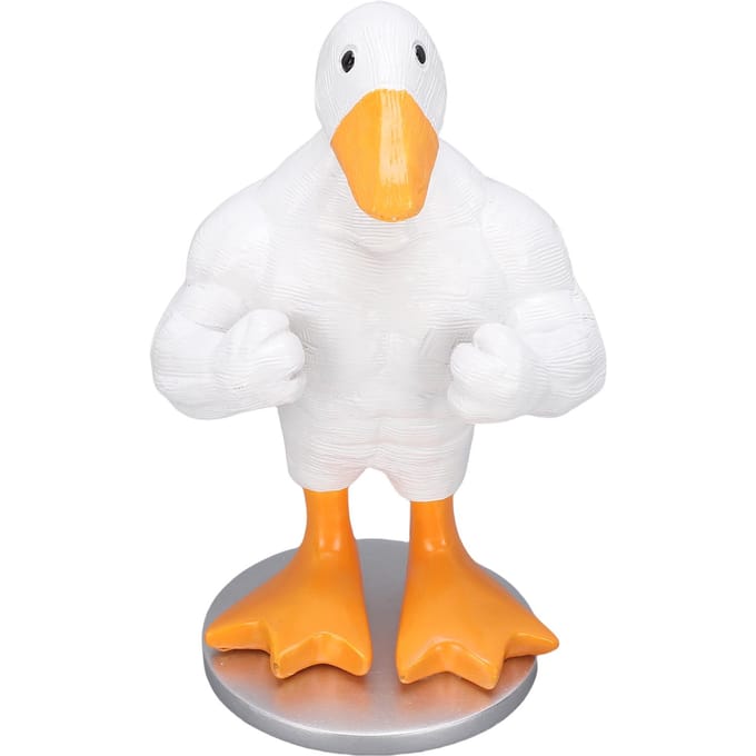 Grappig Spier Eend Beeld Huisdecoratie Schattig Klein Eendje Tuinbeeldje voor Entreetafel white