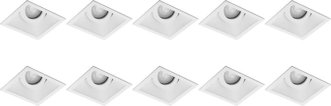 Spot Armatuur 10 Pack - Pragmi Zano Pro - GU10 Inbouwspot - Vierkant - Wit - Aluminium - Kantelbaar - 93mm