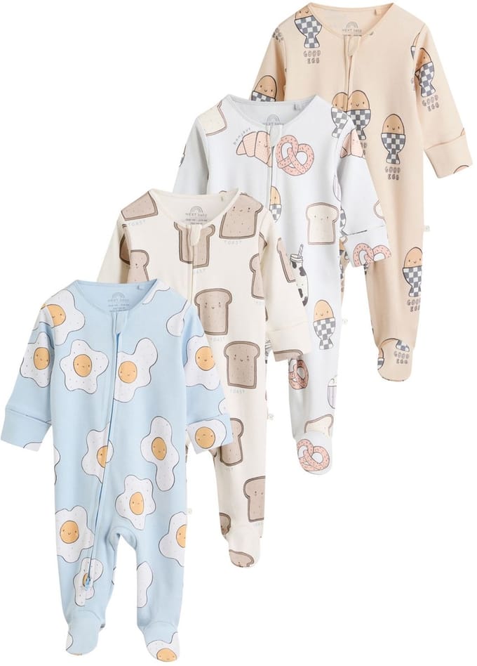 Next - Jongens - Set van 4 babypyjama's met tweewegritssluiting - Blauw