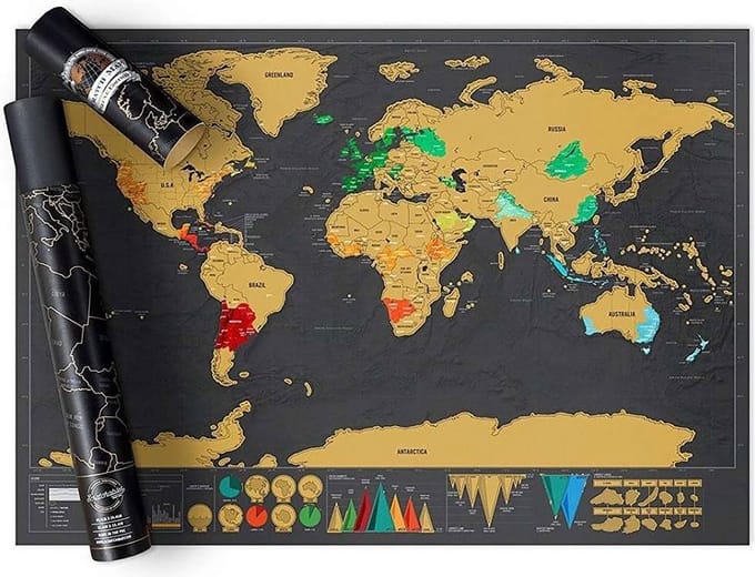 Cazy luxe Grote Wereldkaart Krasposter - Scratch world map (82x60cm)