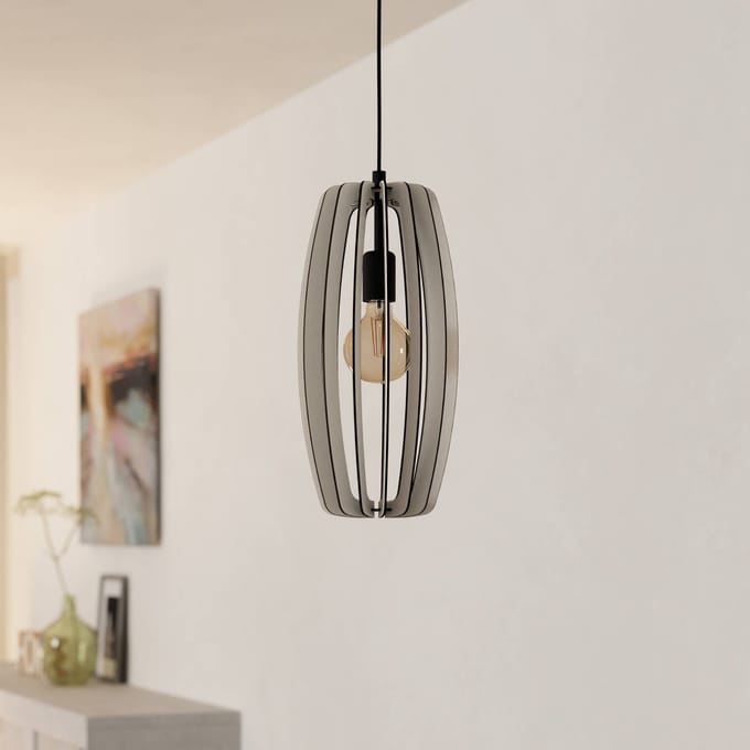 EGLO Bajazzara hanglamp, één kooi kap, zandkleur