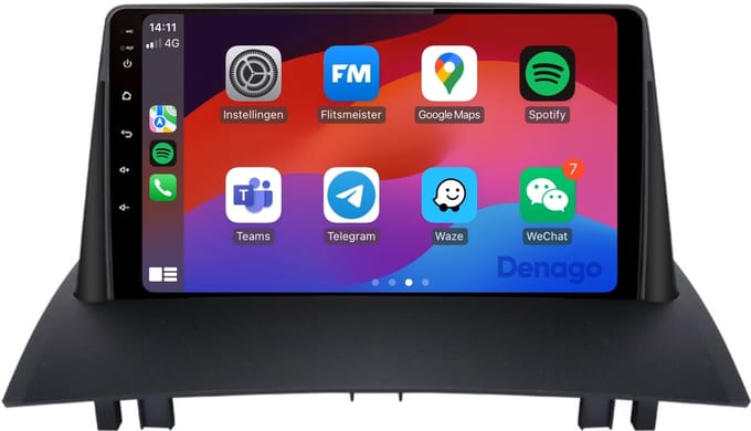 CarPlay autoradio geschikt voor Renault Mégane II (2003 t/m 2008) | 9 inch | Android 16 | Draadloos Apple CarPlay & Android Auto | 2GB + 32GB | QuadCore processor | Denago DNG-A175 | 2025 model | 2003 2004 2005 2006 2007 2008 | Bluetooth & Wifi
