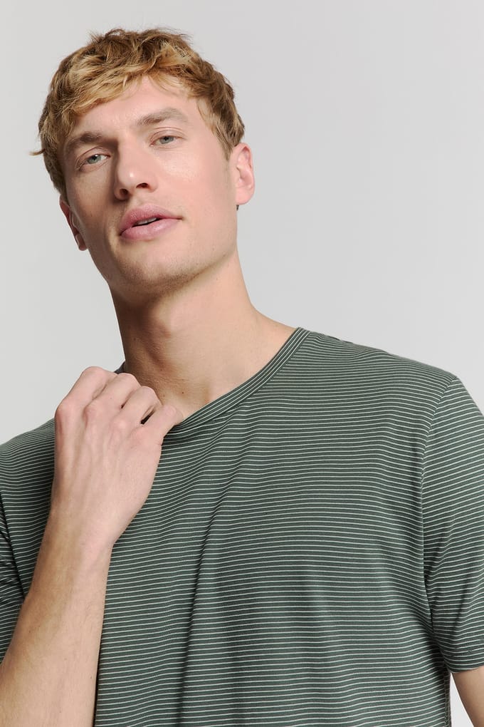 No Excess T-shirt crewneck stripes dark steel