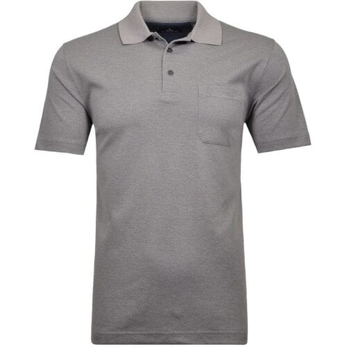 Ragman Polo Softknit Fine Jacquard Pattern Silver / male