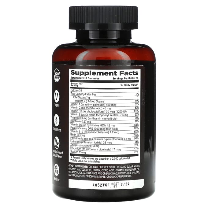 YumVs, sterke Earth biologische gummies, multivitaminen, bessensmaak, 90 gummies