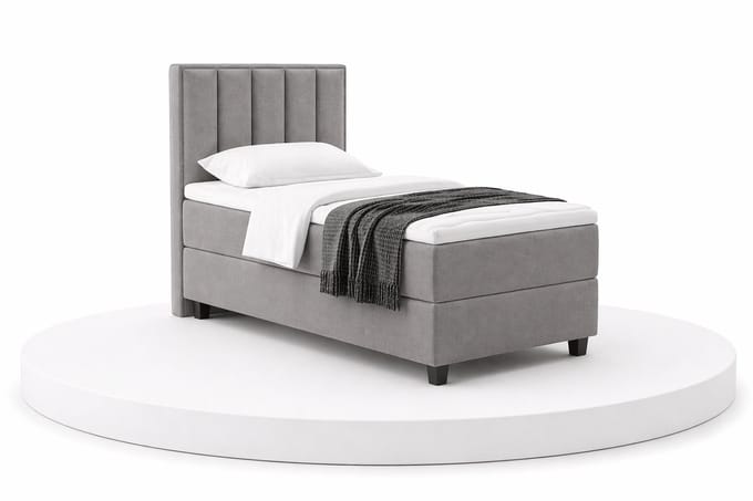 Boxspring SoloLux - 80x200 Compleet - Eenpersoons bed - Grijs - BalBedden
