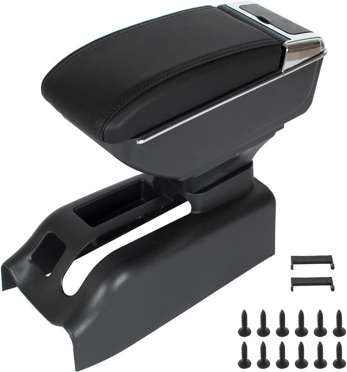 MODECAR VW Golf IV - Armsteun met Opbergruimte - Zwart - Ecologisch Leer - 1997-2006