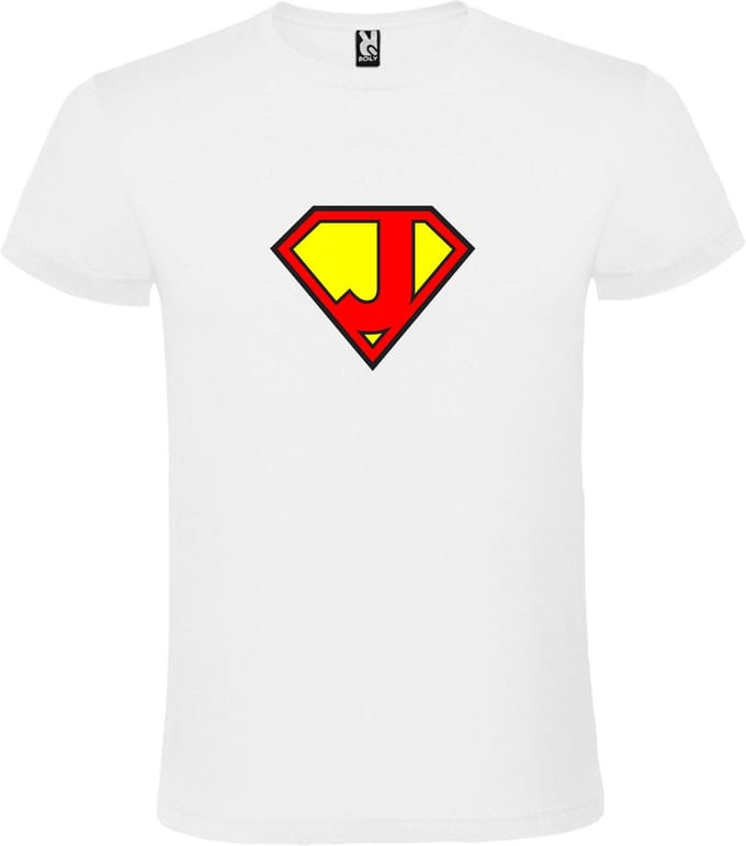 Wit T shirt met print van "letter J“ Superman “ Logo print Rood / Geel size M
