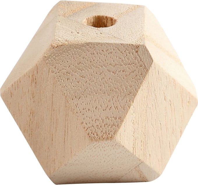CC Houten Diamantvormige Kraal 20 mm Naturel 6 stuks