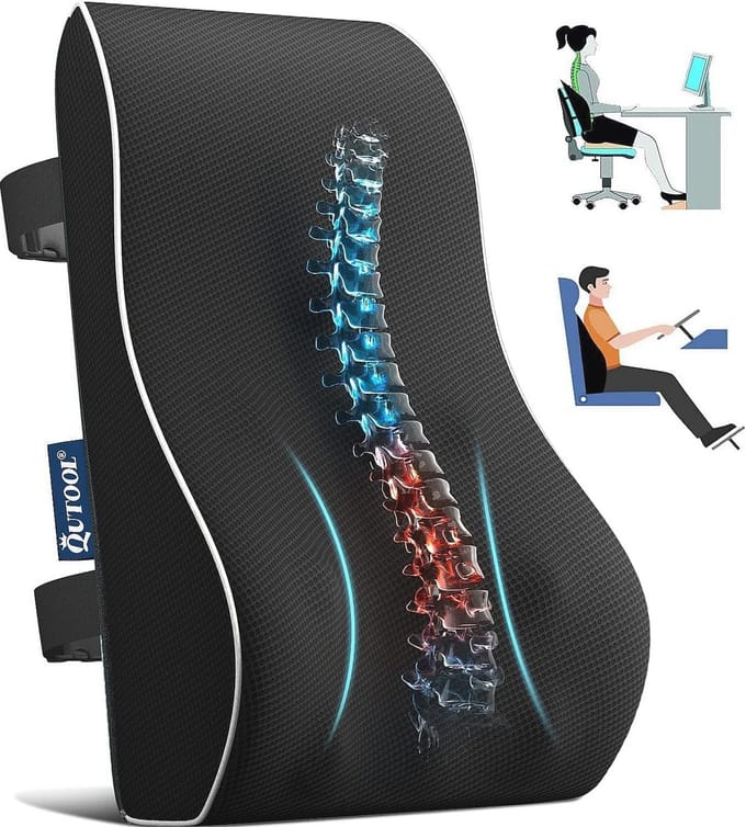 Ergonomisch Rugkussen voor Bureaustoel en Gamingstoel met Verstelbare Riemen