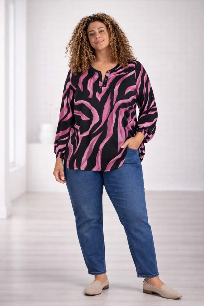 ZHENZI blouse v-hals lange mouw