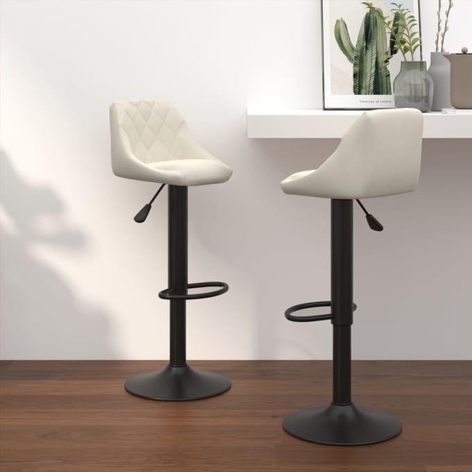 Vidaxl Barkrukken, 2 Stuks, Crème, Bekleed met Fluweel