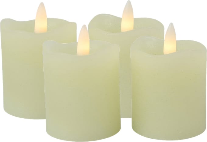 Countryfield LED kaarsen/stompkaarsen - 4x st - creme wit - D5 x H7,2 cm - timer - warm creme wit