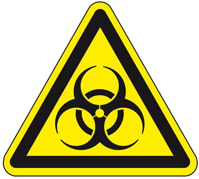 Biologisch gevaar bord - kunststof - W009 100 mm