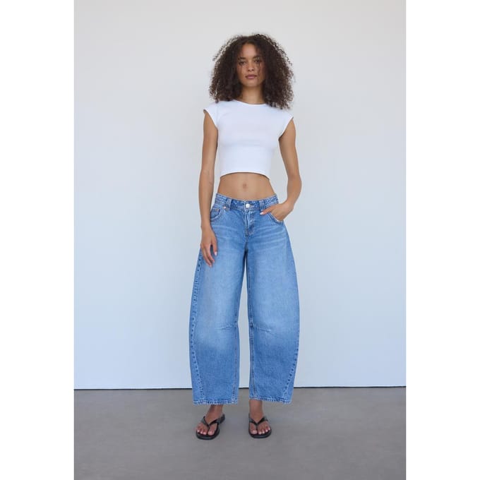 Stradivarius Cropped T-shirt met kapmouwen  Wit M