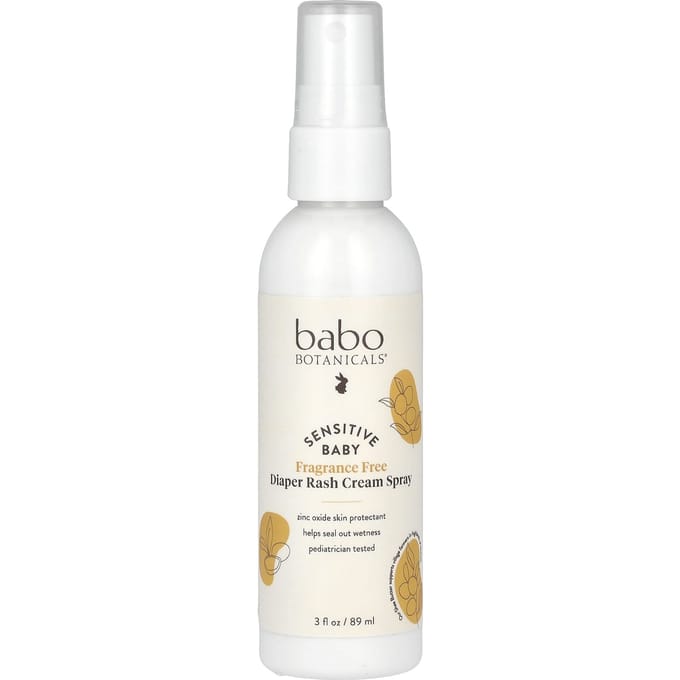 Babo Botanicals, Pour la peau sensible des bébés, Spray crème contre l'érythème fessier, Sans parfum, 3 fl oz (89ml) white