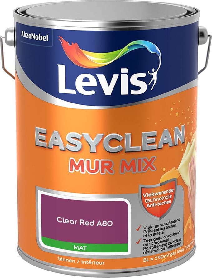 Levis - Easyclean Mur Mat Mix - Clear Red A80 - Mengverf - 5 L