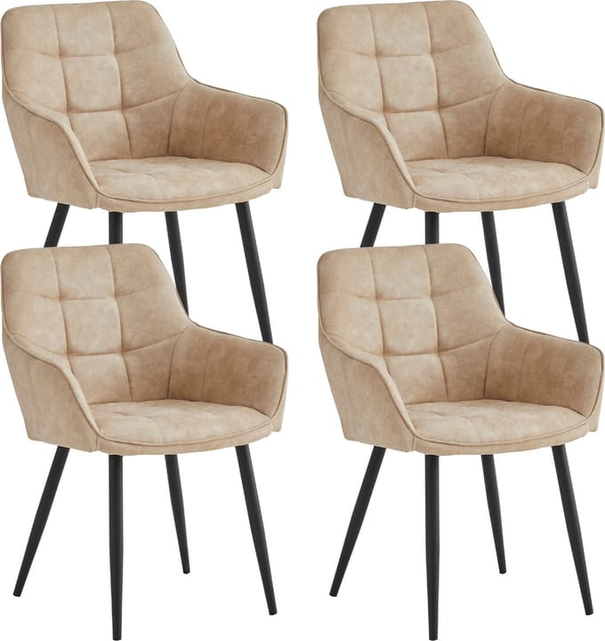 Colenis® - Oriana Eetkamerstoel - Set Van 4 - Beige - Microfiber Stof - Industrieel