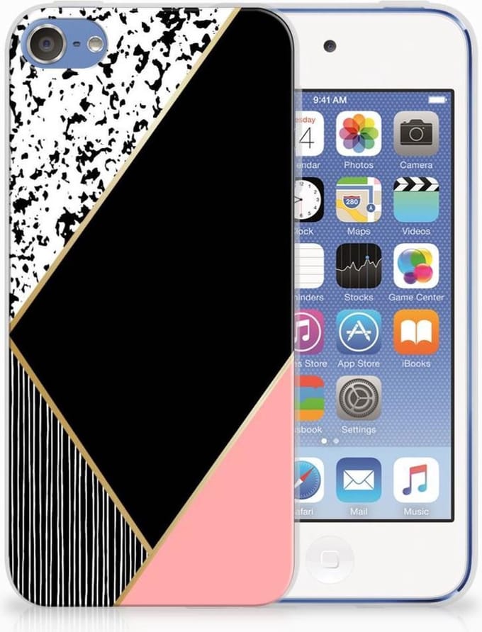 Apple iPod Touch 5 | 6 TPU Hoesje Zwart Roze Vormen