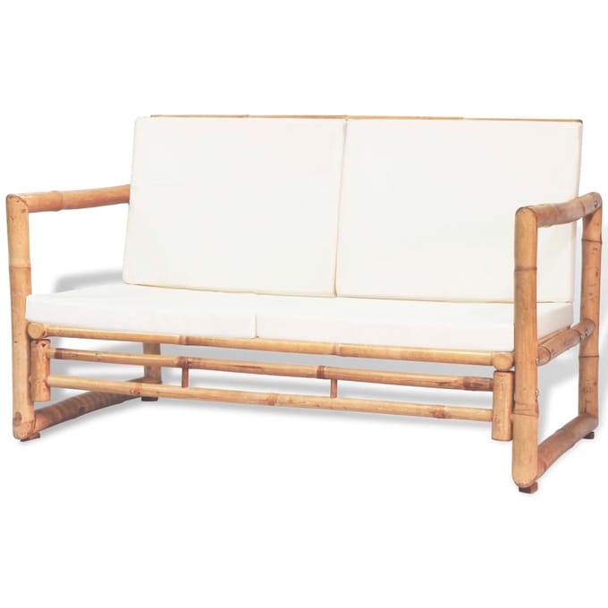 vidaXL - 4-delige - Loungeset - met - kussens - bamboe