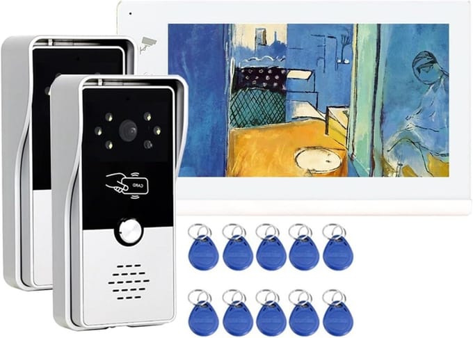 Video Deurtelefoon - Intercom Systeem - Toegang Beveiligen - RFID Ontgrendeling - 7 Inch Scherm - Wit