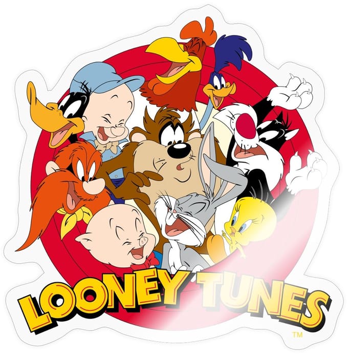 Looney Tunes Groep Sticker maat S (10 x 10 cm)
