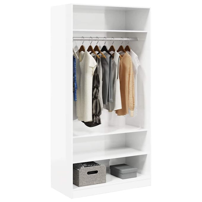 vidaXL - Kledingkast - 100x50x200 - cm - bewerkt - hout - hoogglans - wit